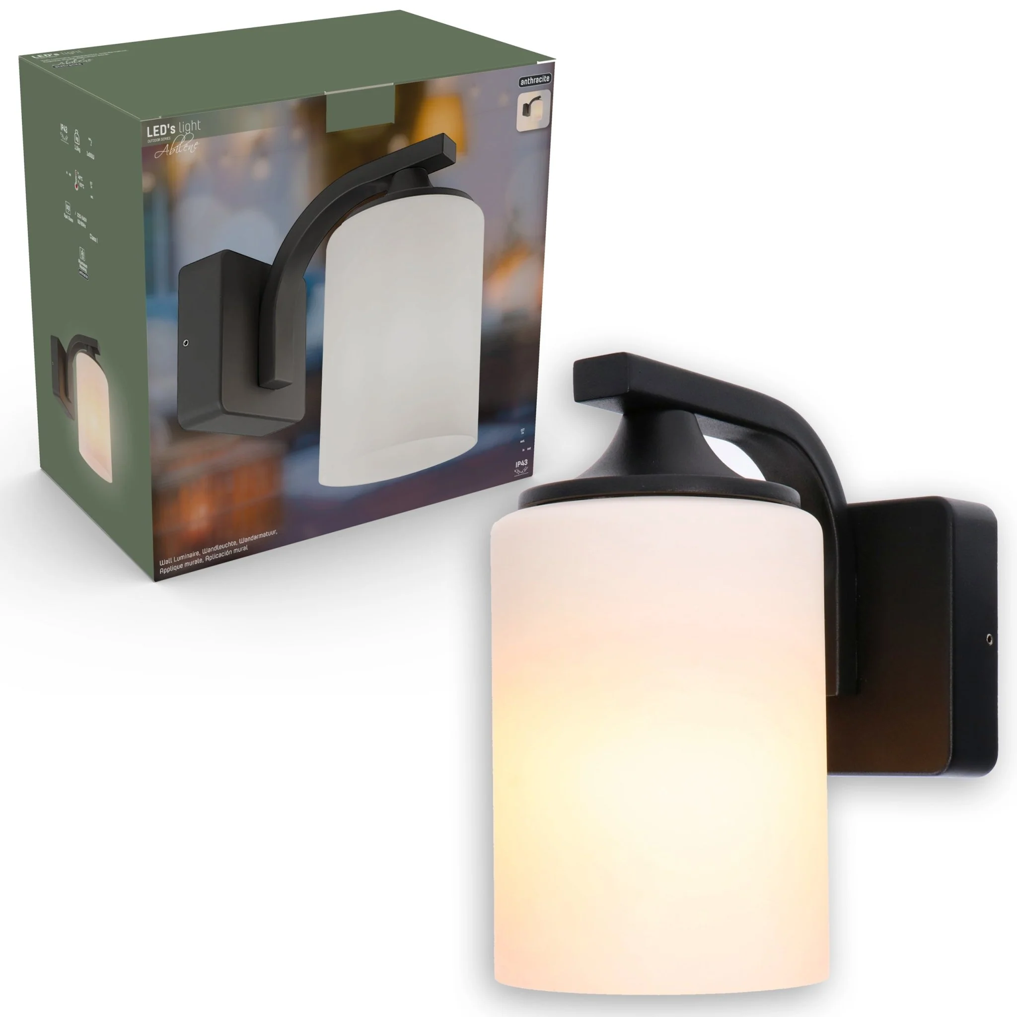 LED's Light LED Wandlamp Milky met E27 fitting - IP44 - Model Noto - Antraciet - Image 6