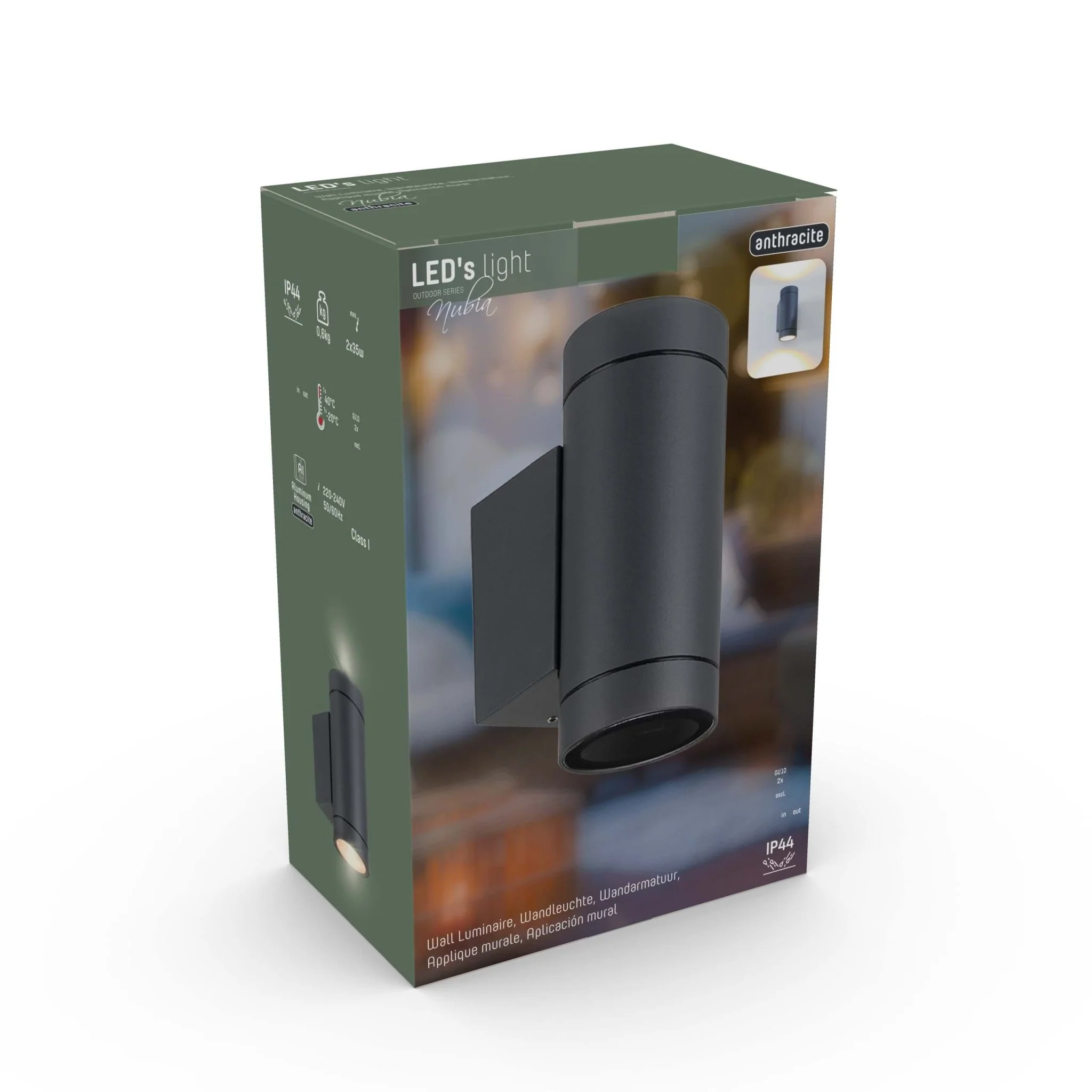 LED's Light Up & Down Light Wandlamp - 2x GU10 fitting - IP44 - Antraciet - Model Carpi - Image 13
