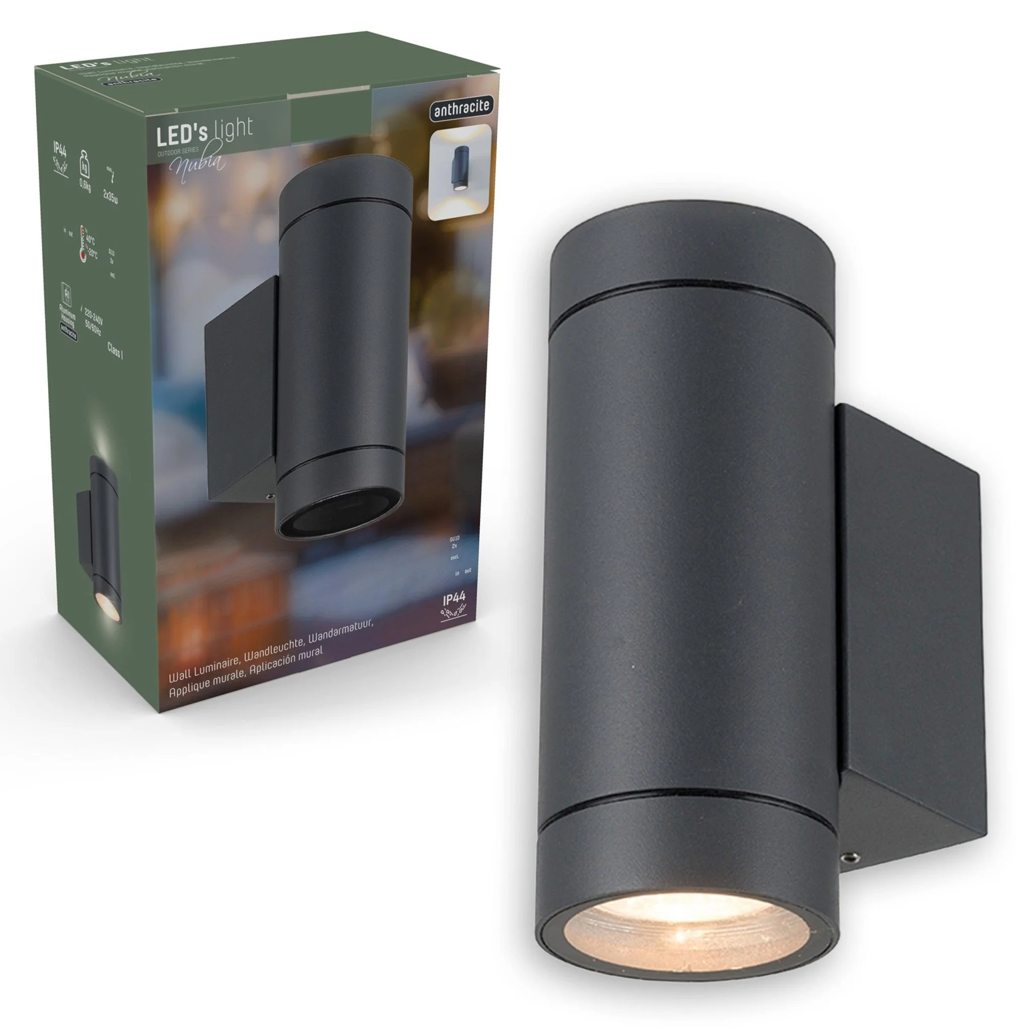 LED's Light Up & Down Light Wandlamp - 2x GU10 fitting - IP44 - Antraciet - Model Carpi - Image 6