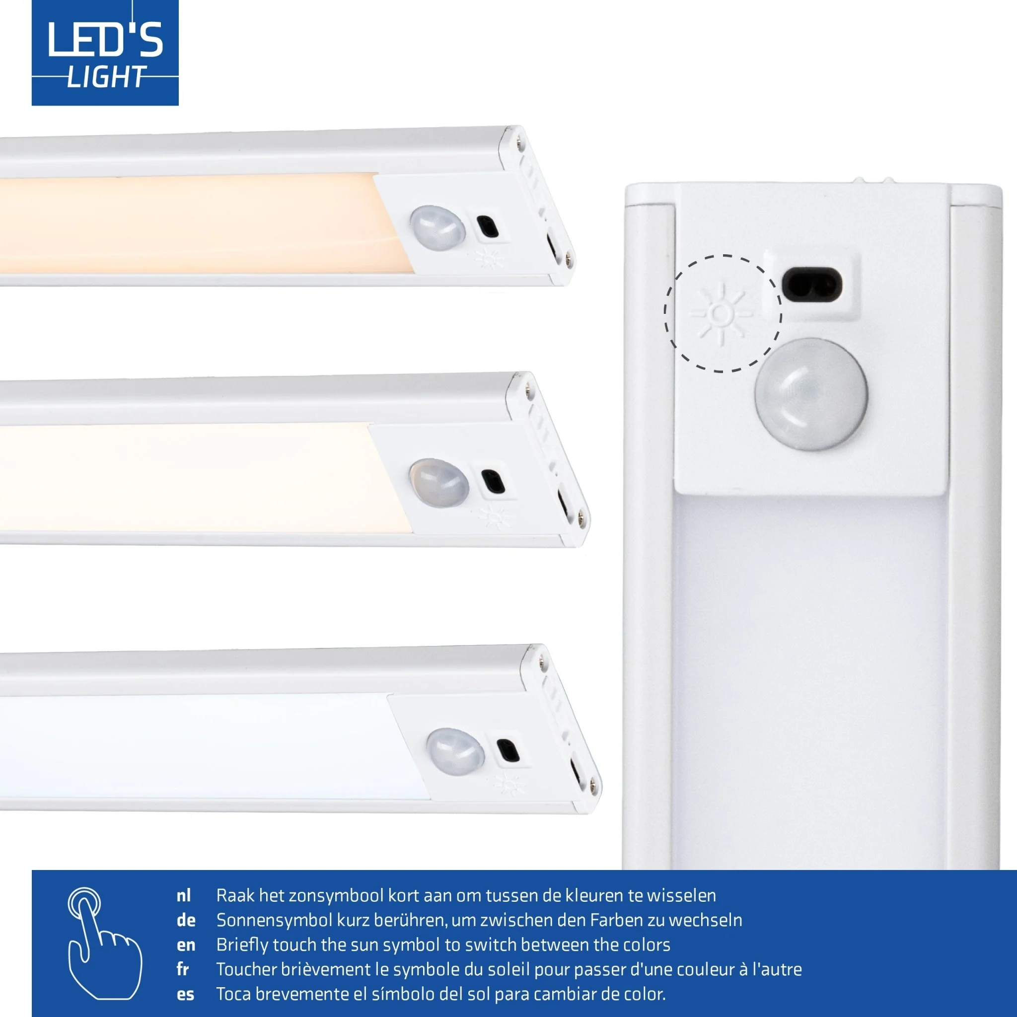 LED's Light Kastverlichting met sensor 60 cm - Oplaadbaar en draadloos - zwaai- en bewegingssensor - wit - Image 8