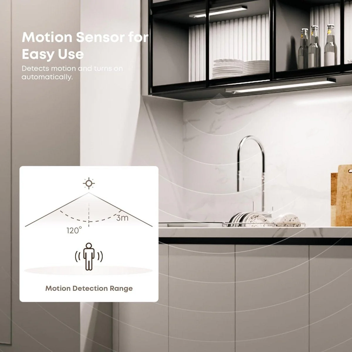 LED's Light Kastverlichting met sensor 40 cm - Oplaadbaar en draadloos - zwaai- en bewegingssensor - wit - Image 15
