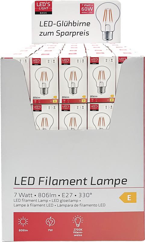 LED's Light LED Lamp E27 - Standaard model peertje - 7W vervangt 60W - Transparant glas - Image 4
