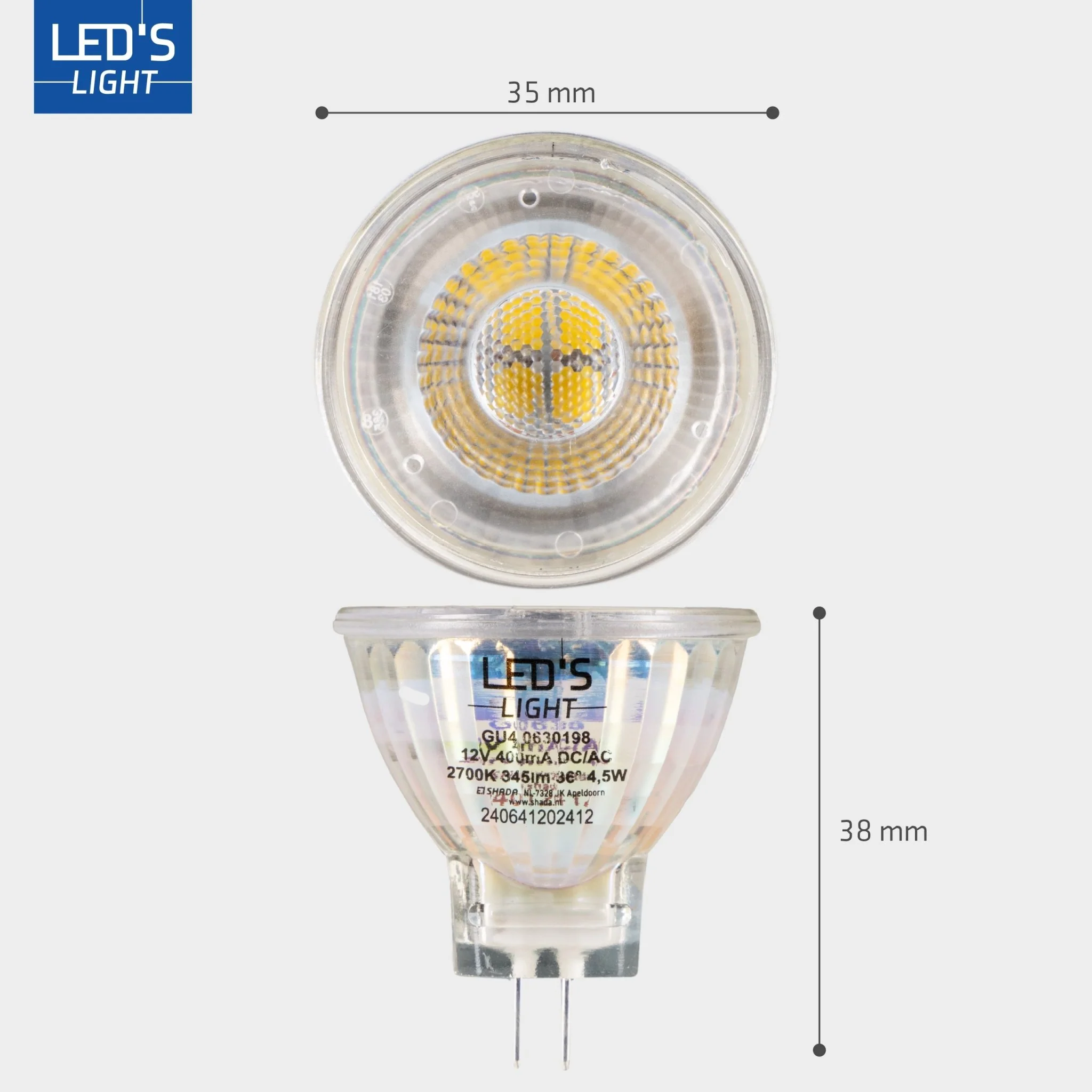 LED's Light LED Lamp met GU4 fitting - 12V - MR11 - Warm wit licht - 4W vervangt 35W - Image 2