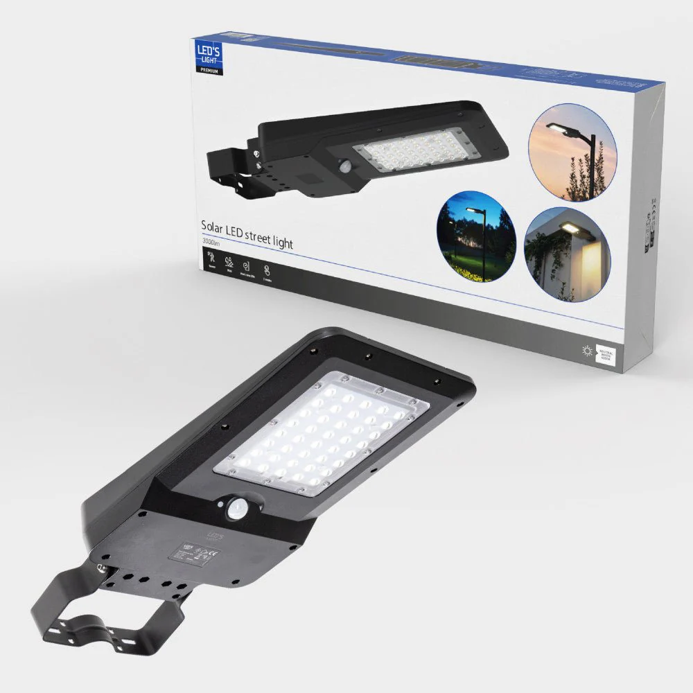 LED's Light LED Solar buitenstraatverlichting straatverlichting Lantaarnpaal 3000 lm 4000 K – Zwart - Image 4