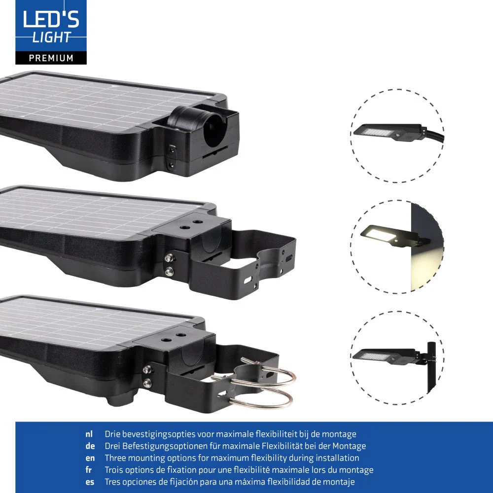 LED's Light LED Solar buitenstraatverlichting straatverlichting Lantaarnpaal 3000 lm 4000 K – Zwart - Image 9