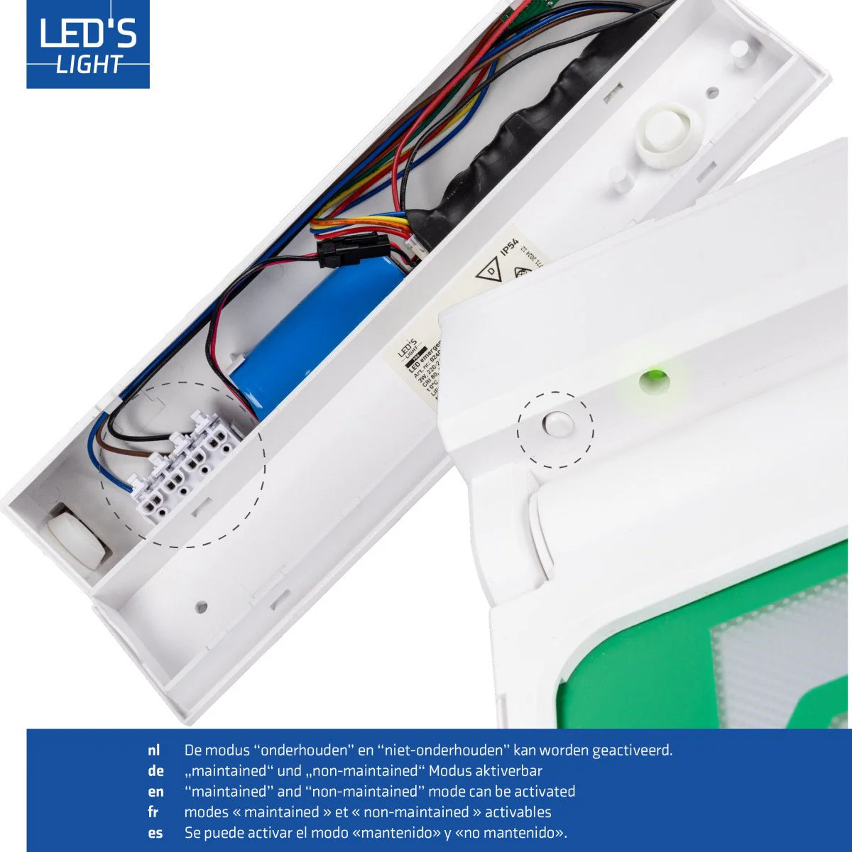 LED's Light - Noodverlichting - Nooduitgang bord met verlichting op accu - 8 uur noodfunctie - IP54 - Pijl draaibaar - Image 4
