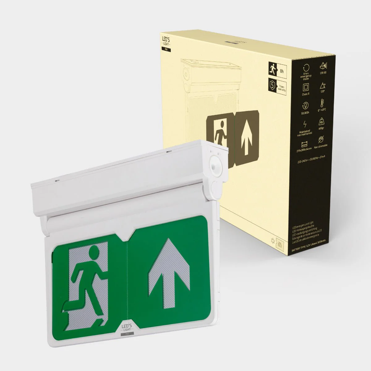 LED's Light - Noodverlichting - Nooduitgang bord met verlichting op accu - 8 uur noodfunctie - IP54 - Pijl draaibaar - Image 8