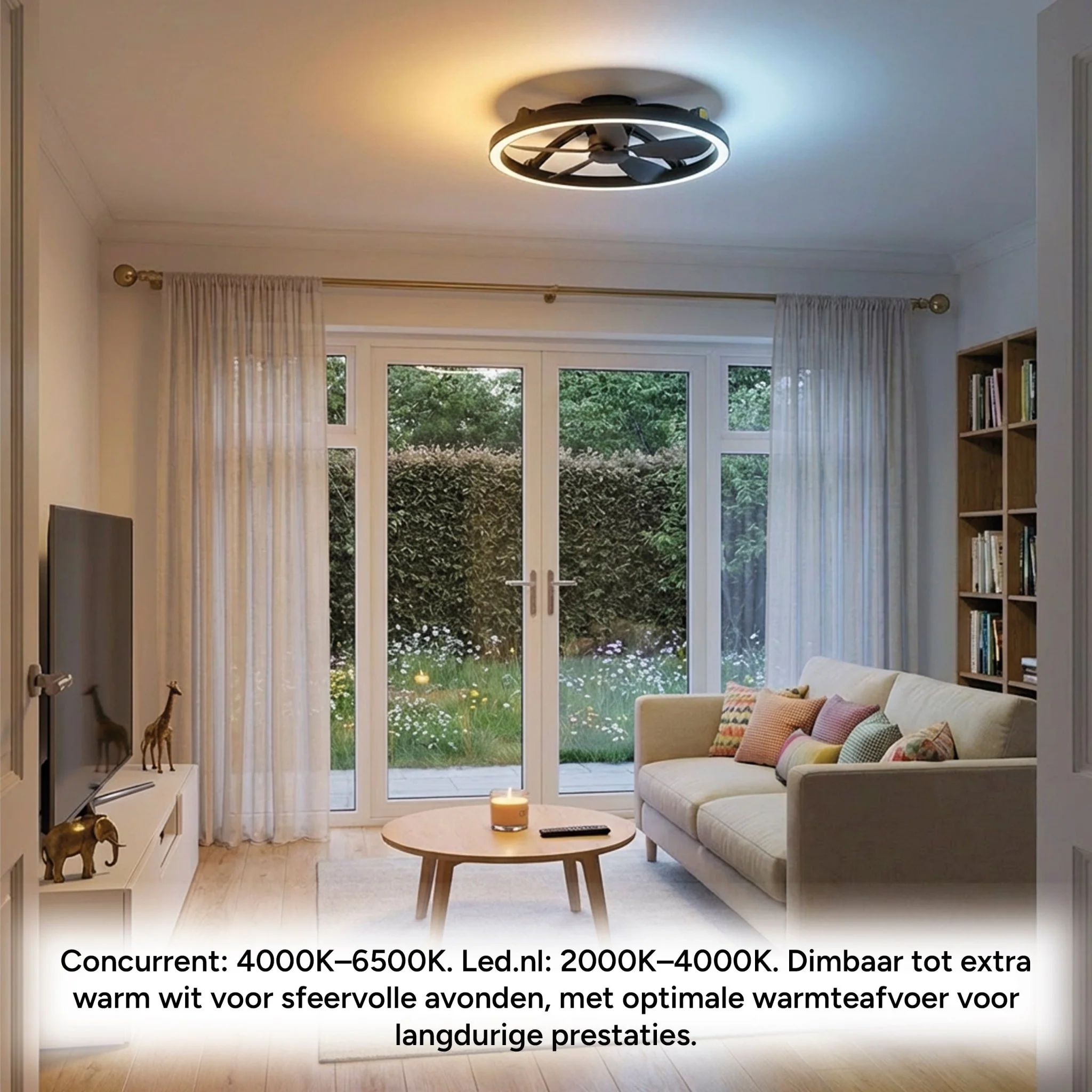 LED's Light Plafond ventilator met lamp Zwart 61,3cm - 27W - 2500lm - Verstelbare kleurtemperatuur - Dimbaar - Incl afstandbediening - Image 6