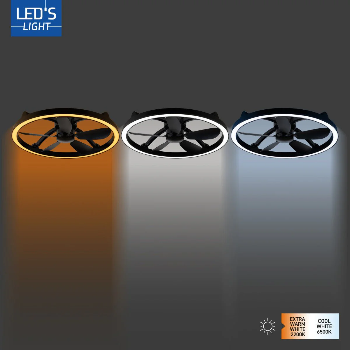 LED's Light Plafond ventilator met lamp Zwart 61,3cm - 27W - 2500lm - Verstelbare kleurtemperatuur - Dimbaar - Incl afstandbediening - Image 7