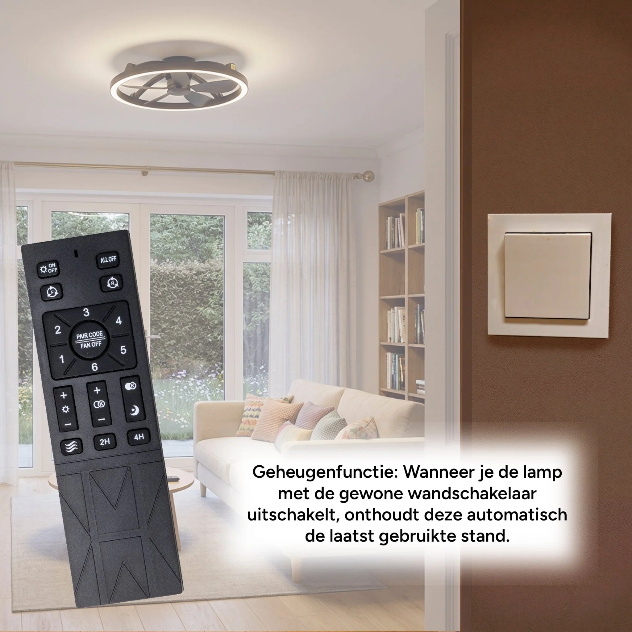 LED's Light Plafond ventilator met lamp Zwart 61,3cm - 27W - 2500lm - Verstelbare kleurtemperatuur - Dimbaar - Incl afstandbediening - Image 8