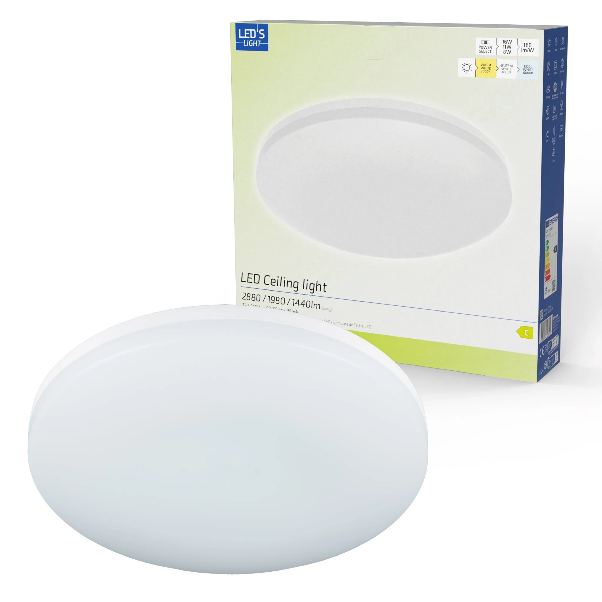 LED's Light Plafondlamp 30 cm - dimbaar in 6 standen - Alle binnenruimtes - IP54 - Image 4