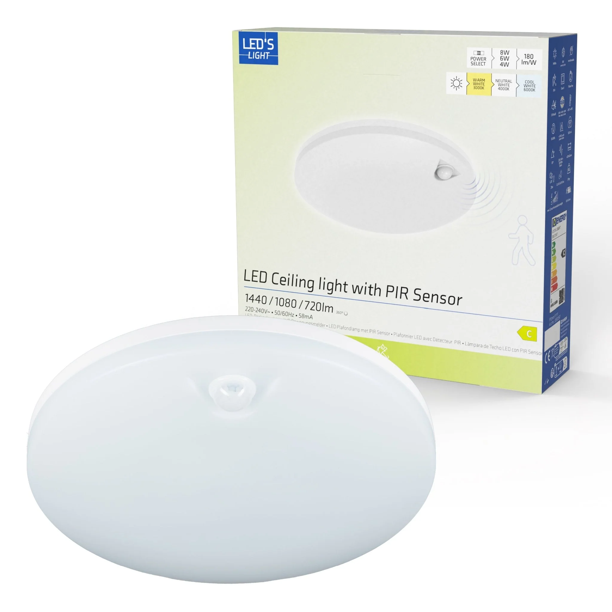 LED's light Plafondlamp met bewegingssensor en schemersensor - dimbaar in 6 standen - IP54 - 30 cm - Image 4
