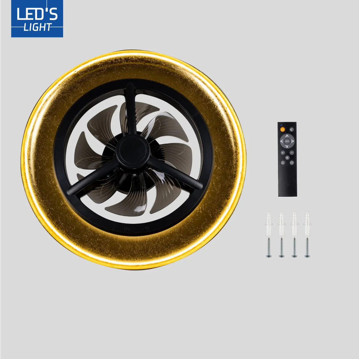 LED's Light Plafondventilator met lamp Goud met Zwart  55W 4300lm 1800K/4000K 55cm - Image 10
