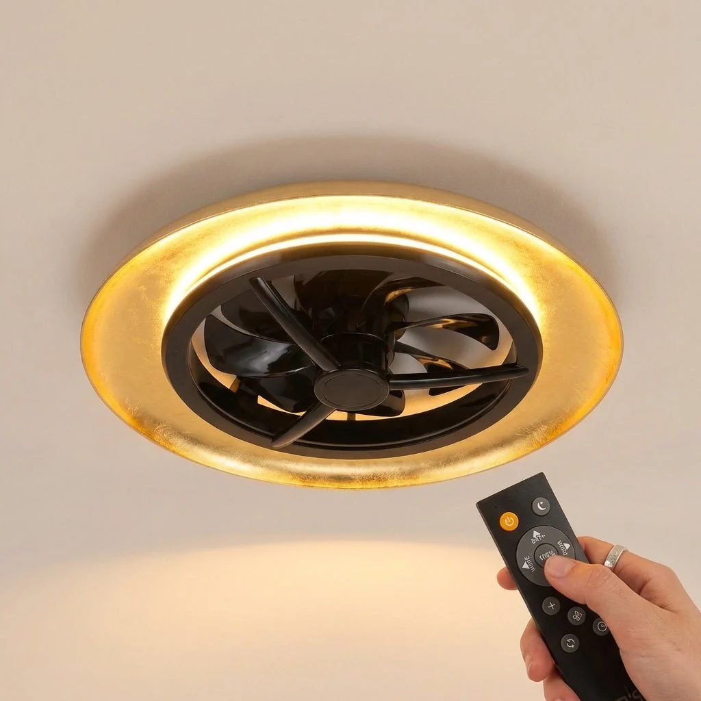 LED's Light Plafondventilator met lamp Goud met Zwart  55W 4300lm 1800K/4000K 55cm - Image 19