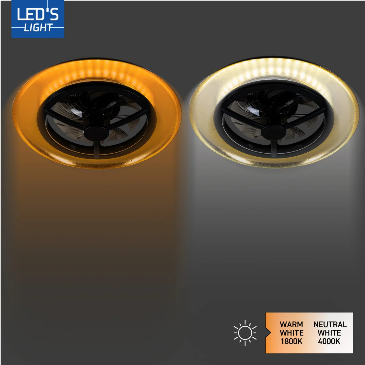 LED's Light Plafondventilator met lamp Goud met Zwart  55W 4300lm 1800K/4000K 55cm - Image 6