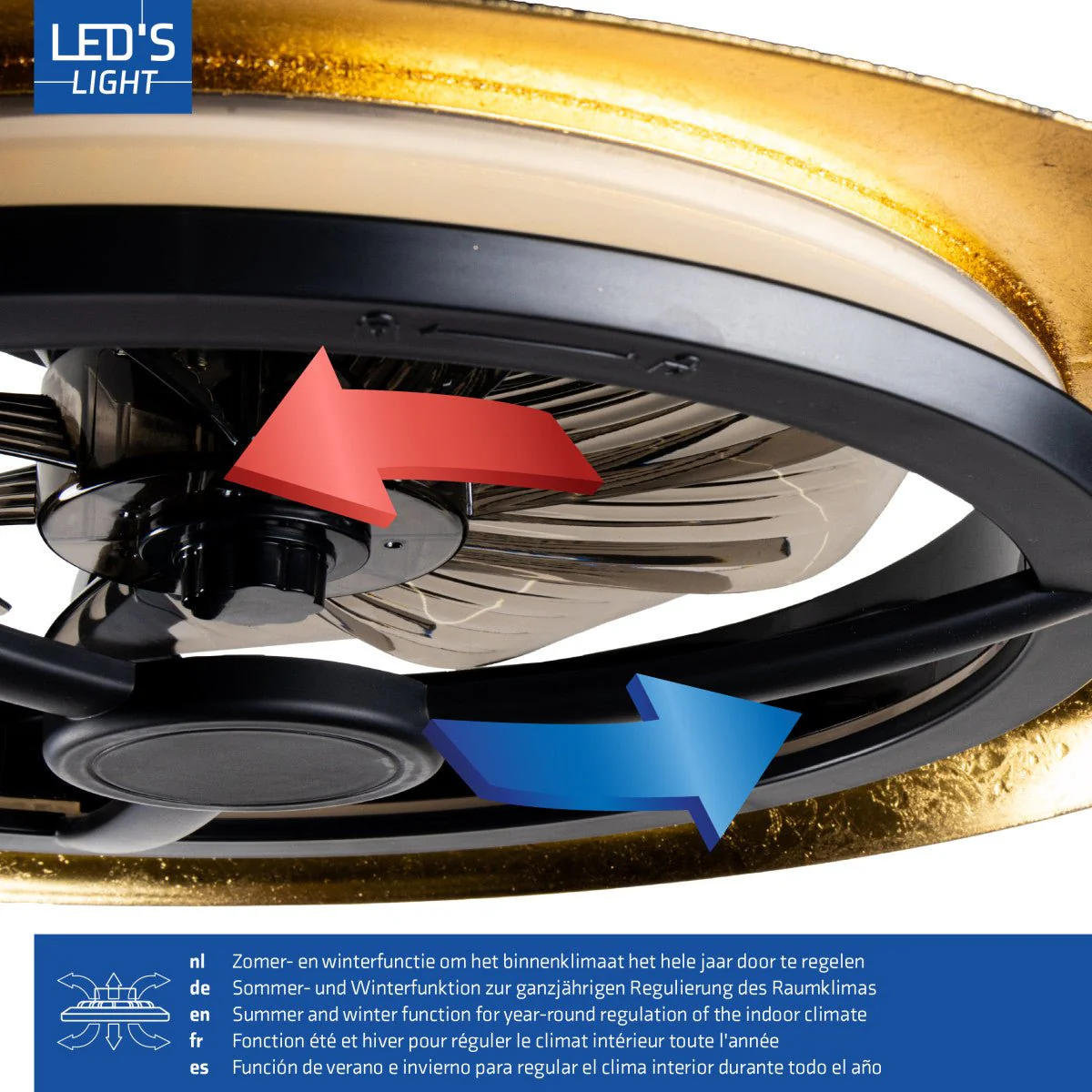 LED's Light Plafondventilator met lamp Goud met Zwart  55W 4300lm 1800K/4000K 55cm - Image 8