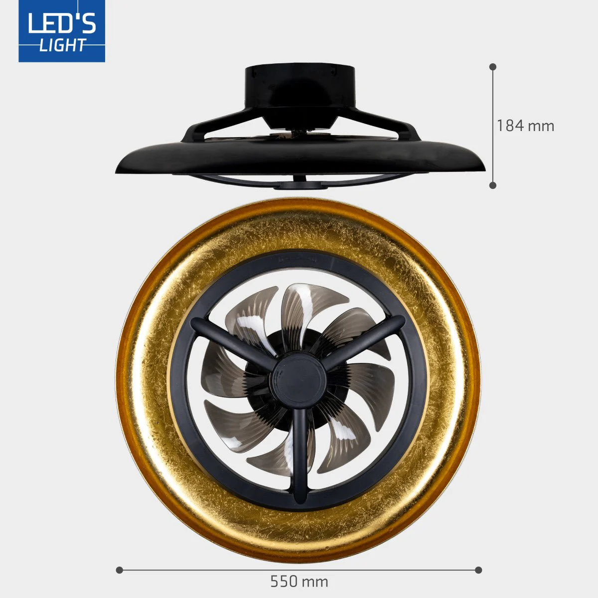 LED's Light Plafondventilator met lamp Goud met Zwart  55W 4300lm 1800K/4000K 55cm - Image 9