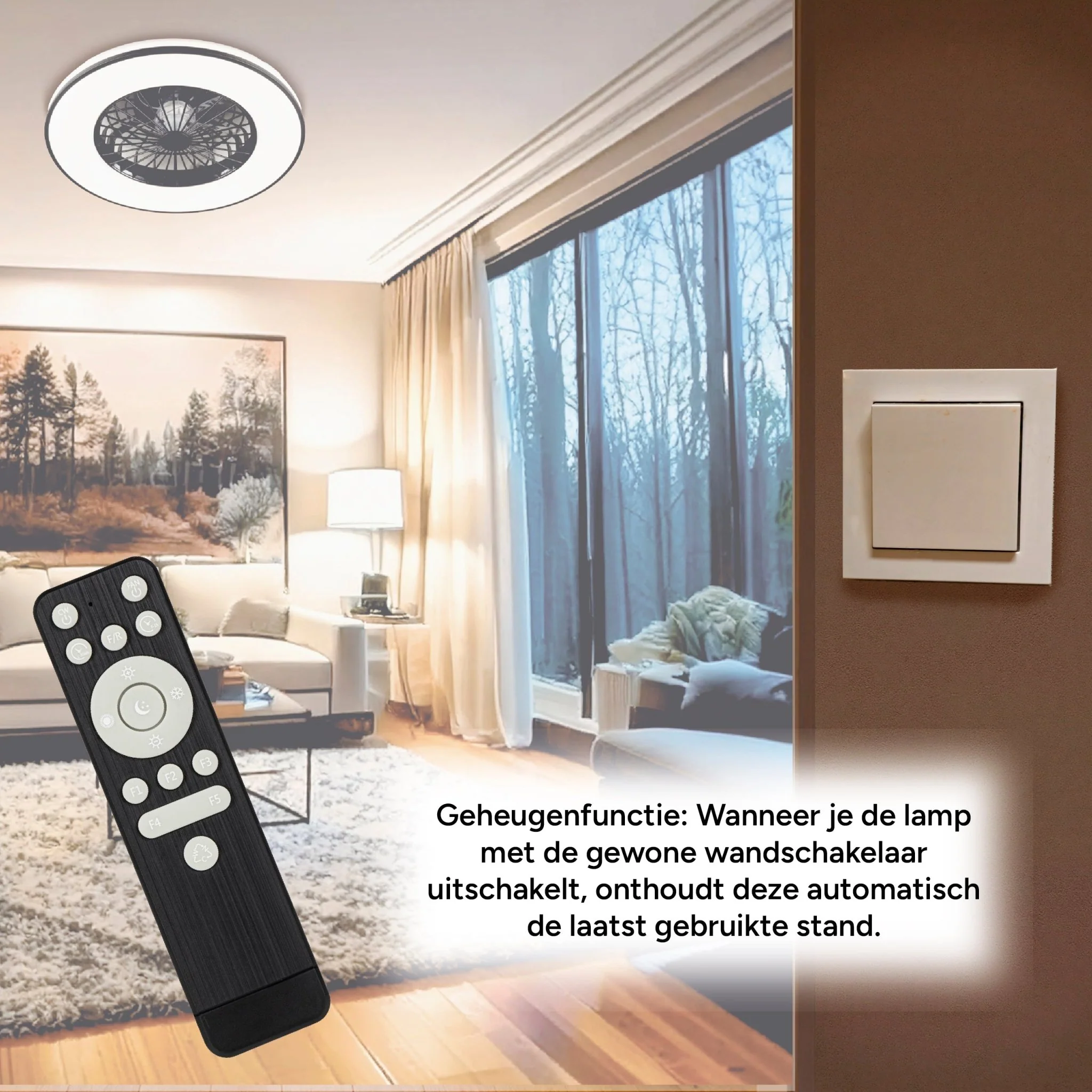 LED's Light Plafondventilator met verlichting zwart - 48,5 cm - Image 10