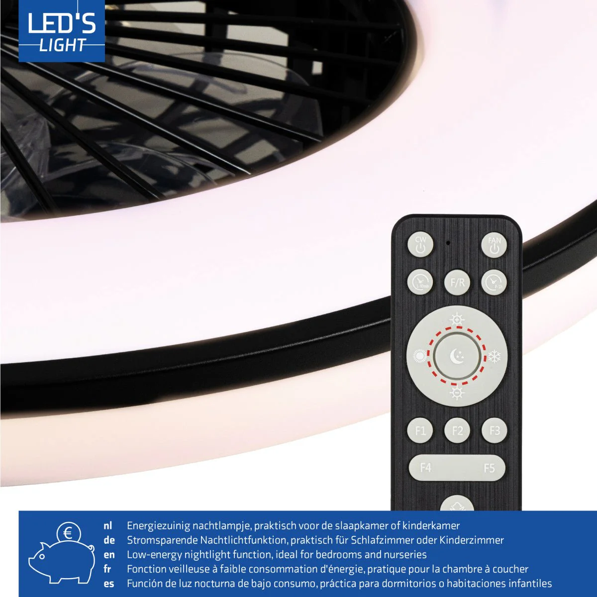 LED's Light Plafondventilator met verlichting zwart - 48,5 cm - Image 15