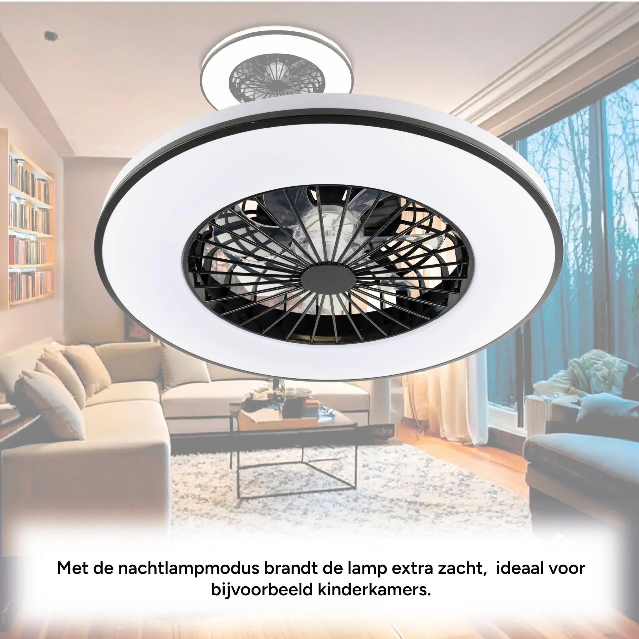 LED's Light Plafondventilator met verlichting zwart - 48,5 cm - Image 5