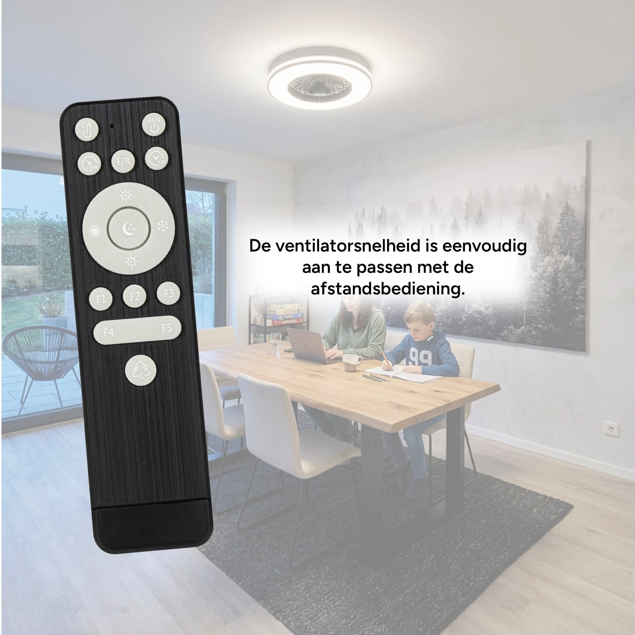 LED's Light Plafondventilator met verlichting zwart - 48,5 cm - Image 7