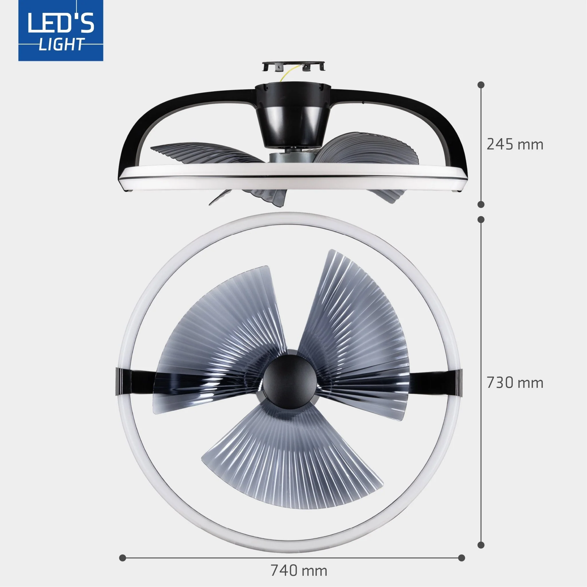 LED's Light Plafondventilator XL 74 cm - Bedienbaar met afstandsbediening - Zwart - Image 13