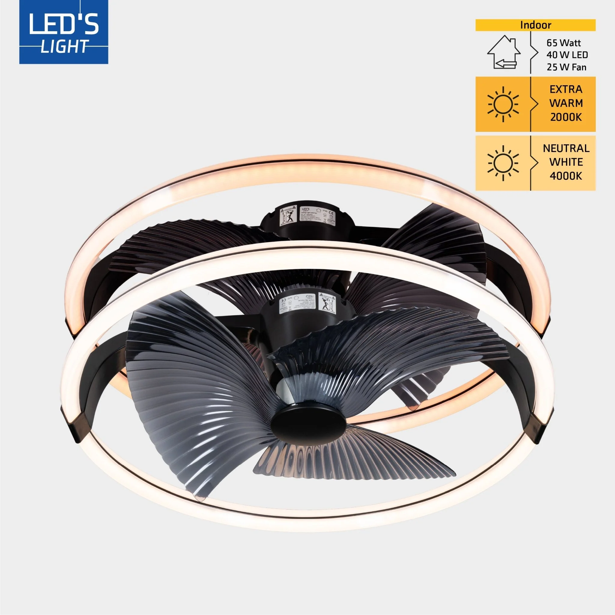 LED's Light Plafondventilator XL 74 cm - Bedienbaar met afstandsbediening - Zwart - Image 18