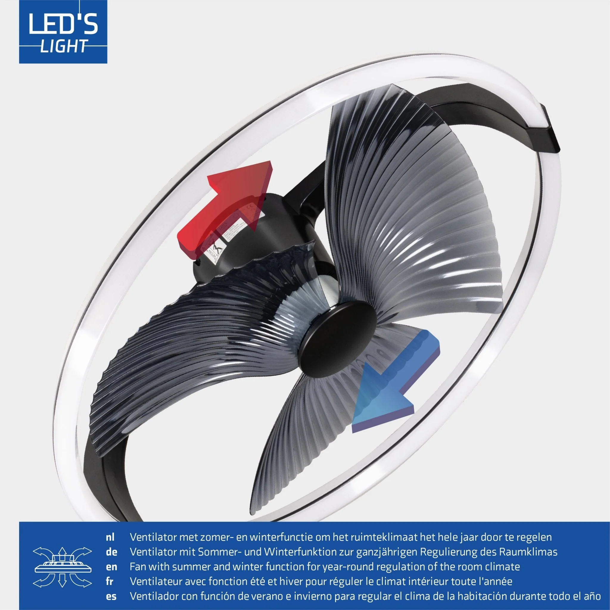 LED's Light Plafondventilator XL 74 cm - Bedienbaar met afstandsbediening - Zwart - Image 19