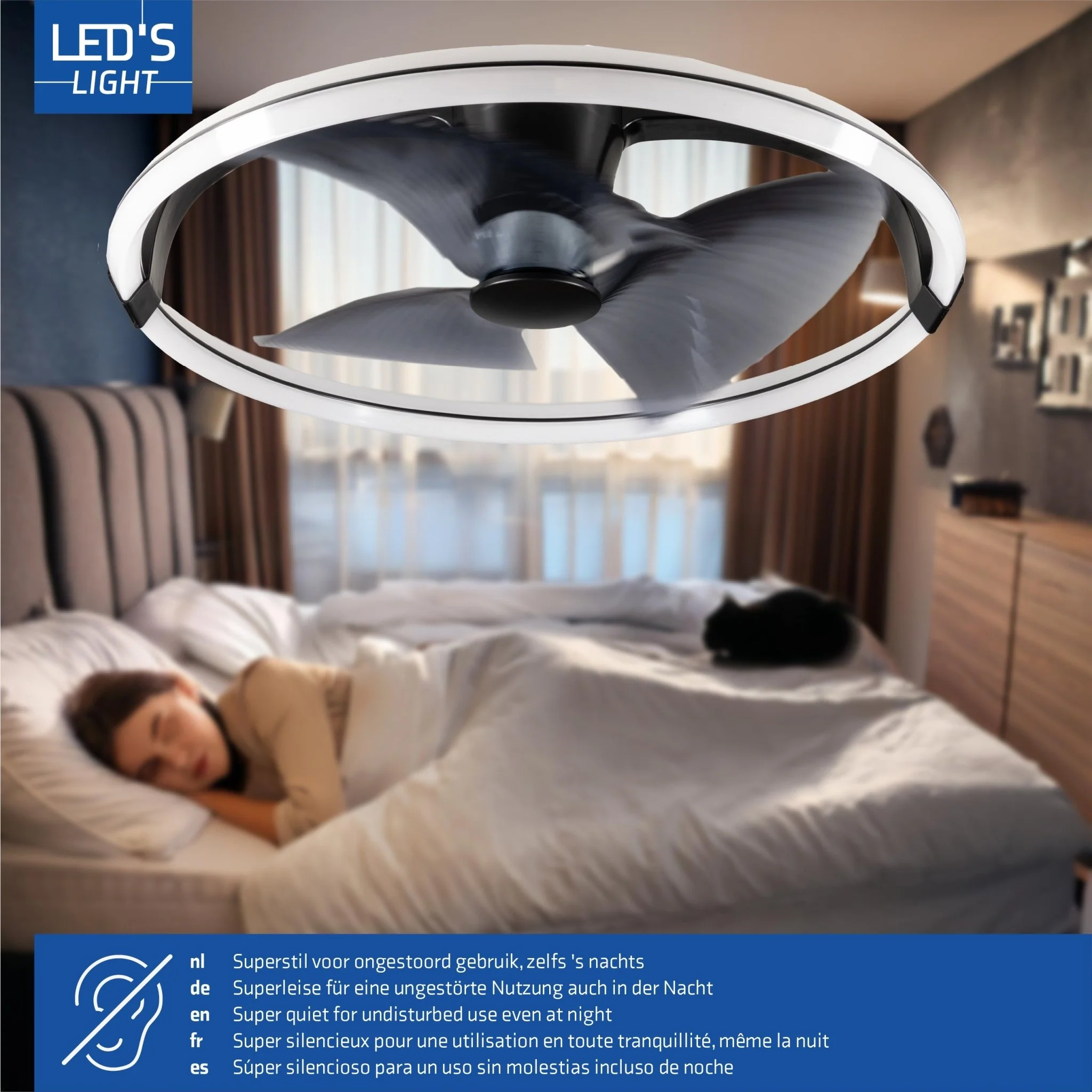 LED's Light Plafondventilator XL 74 cm - Bedienbaar met afstandsbediening - Zwart - Image 22