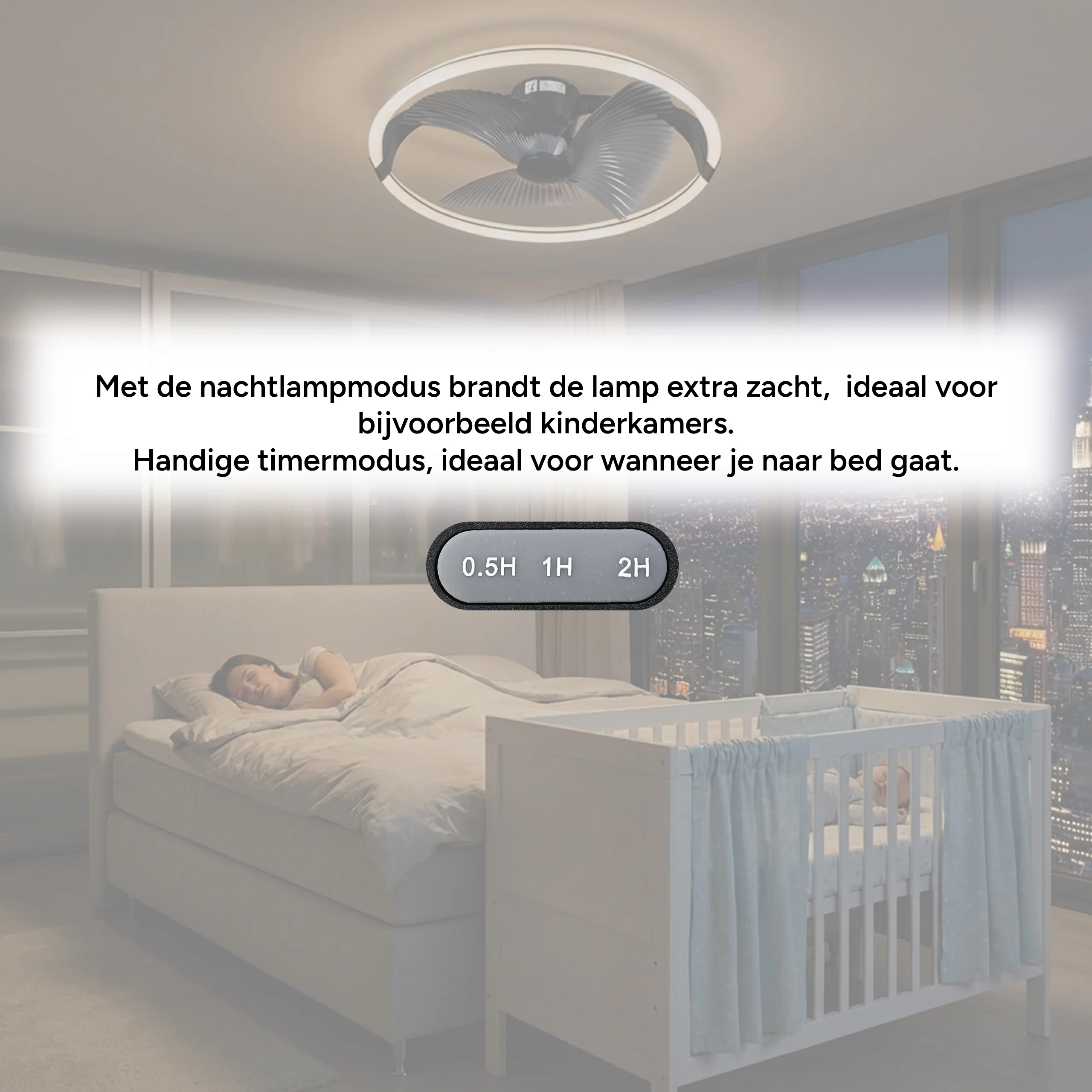 LED's Light Plafondventilator XL 74 cm - Bedienbaar met afstandsbediening - Zwart - Image 5