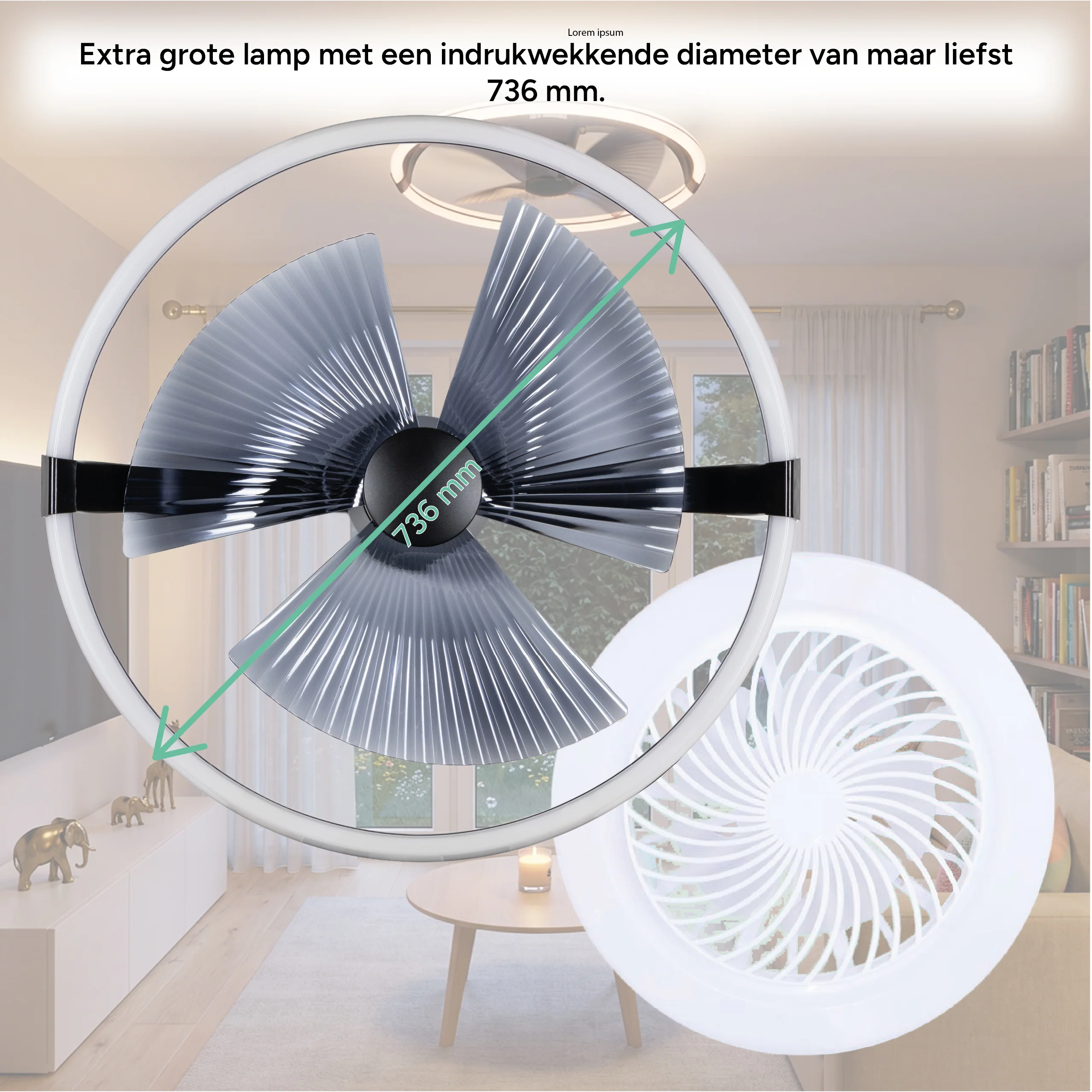 LED's Light Plafondventilator XL 74 cm - Bedienbaar met afstandsbediening - Zwart - Image 6