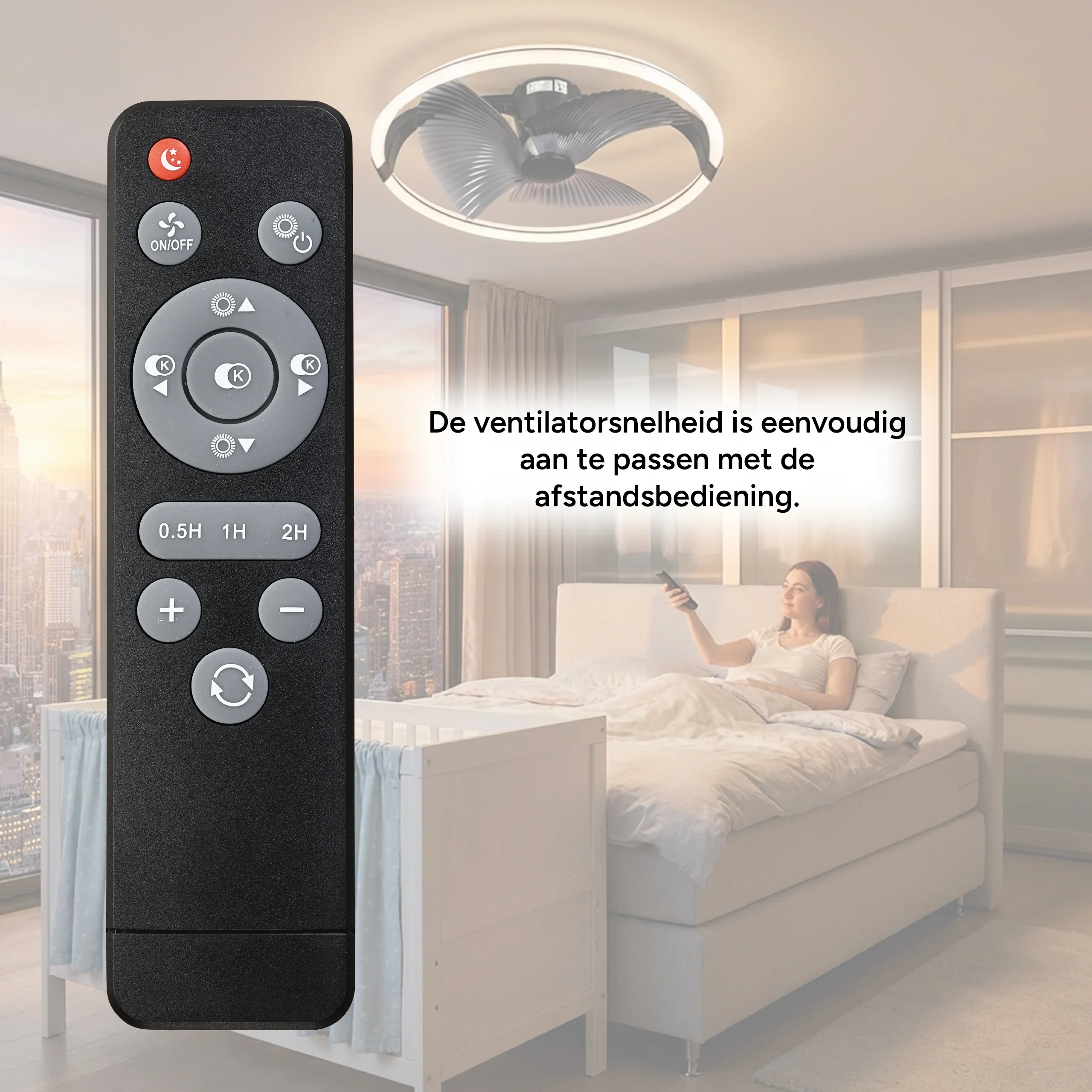 LED's Light Plafondventilator XL 74 cm - Bedienbaar met afstandsbediening - Zwart - Image 8