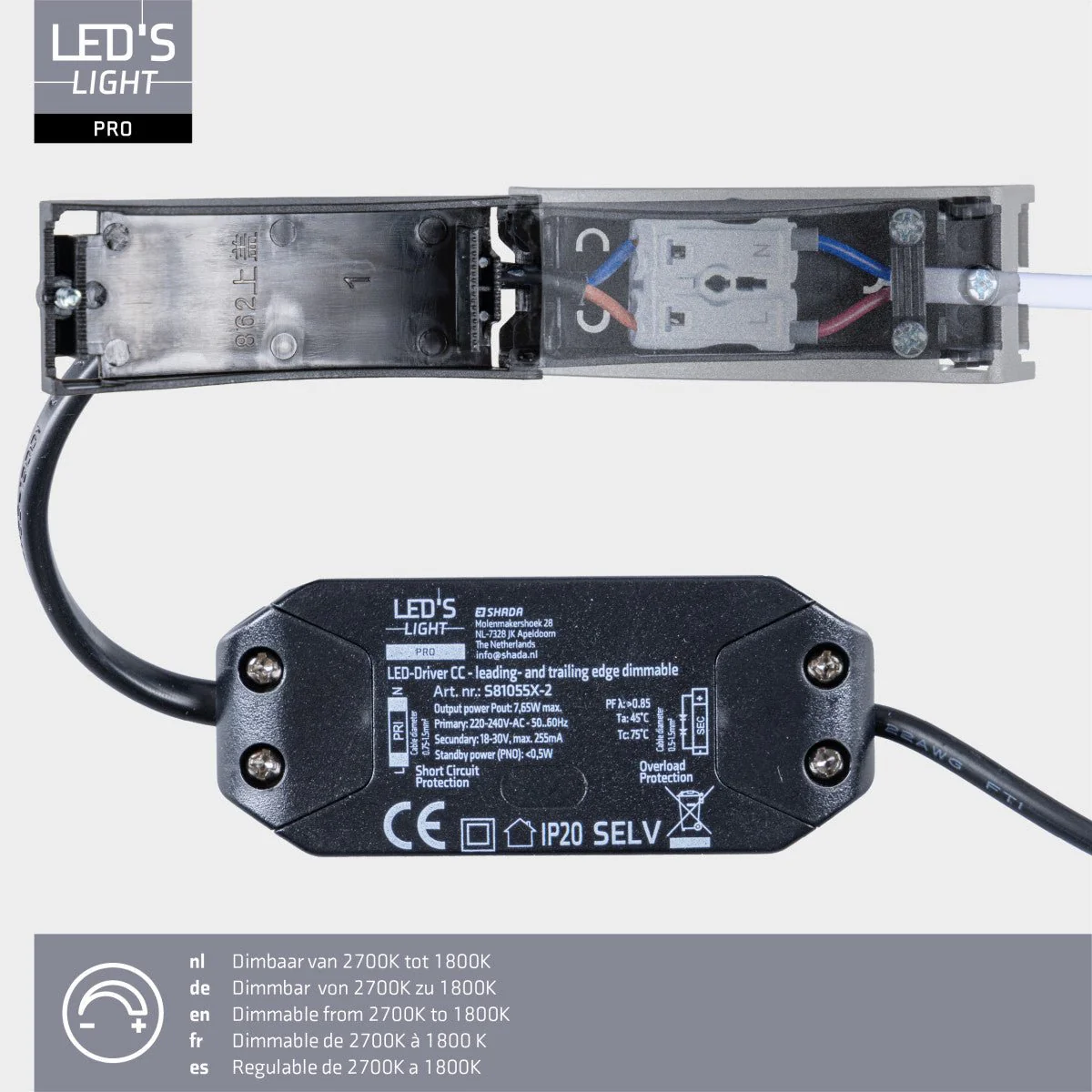 LED's Light PRO - 3 PACK - downlight inbouwspot Ø 68mm - Kantelbaar - Spatwaterdicht - Dim to Warm - Zwart - Image 6