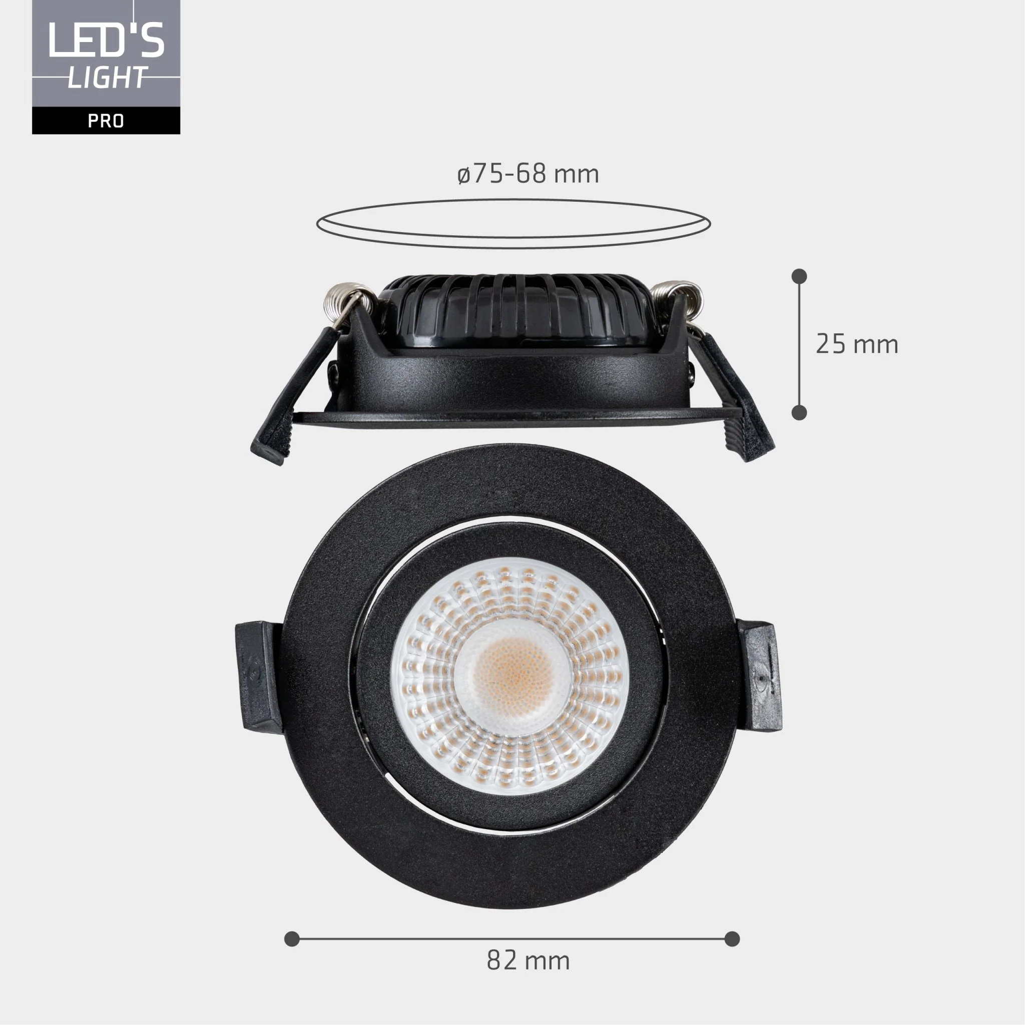 LED's Light PRO downlight inbouwspot Ø 68mm - Kantelbaar - Spatwaterdicht - Dim to Warm - Zwart - Image 6