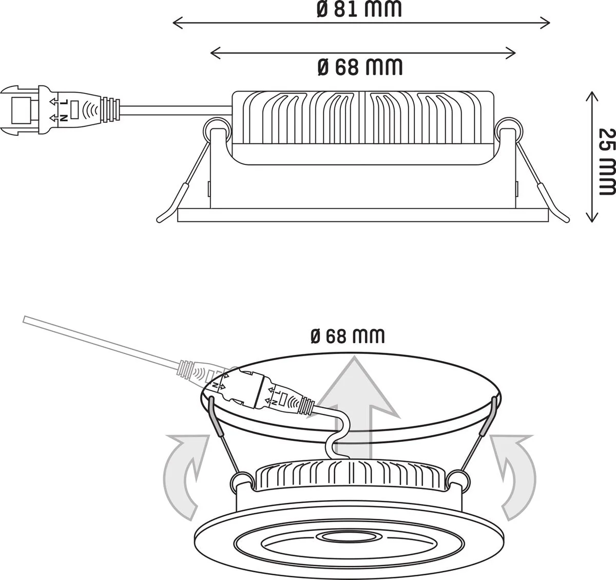 LED's Light Pro LED Inbouwspot Nikkel - DimToWarm - Ø 68mm - Kantelbaar - Warm wit licht - CRI95 - Image 9