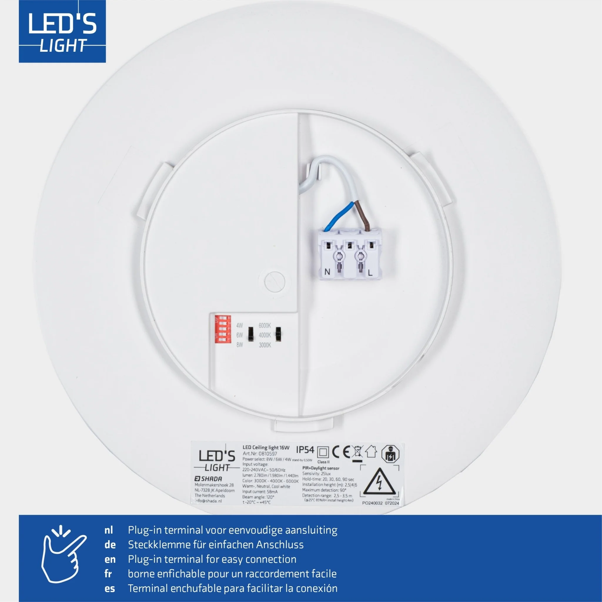 LED's Light Pro Plafondlamp met sensor - Bewegingssensor en schemersensor - 6 standen - 25 cm - Image 12