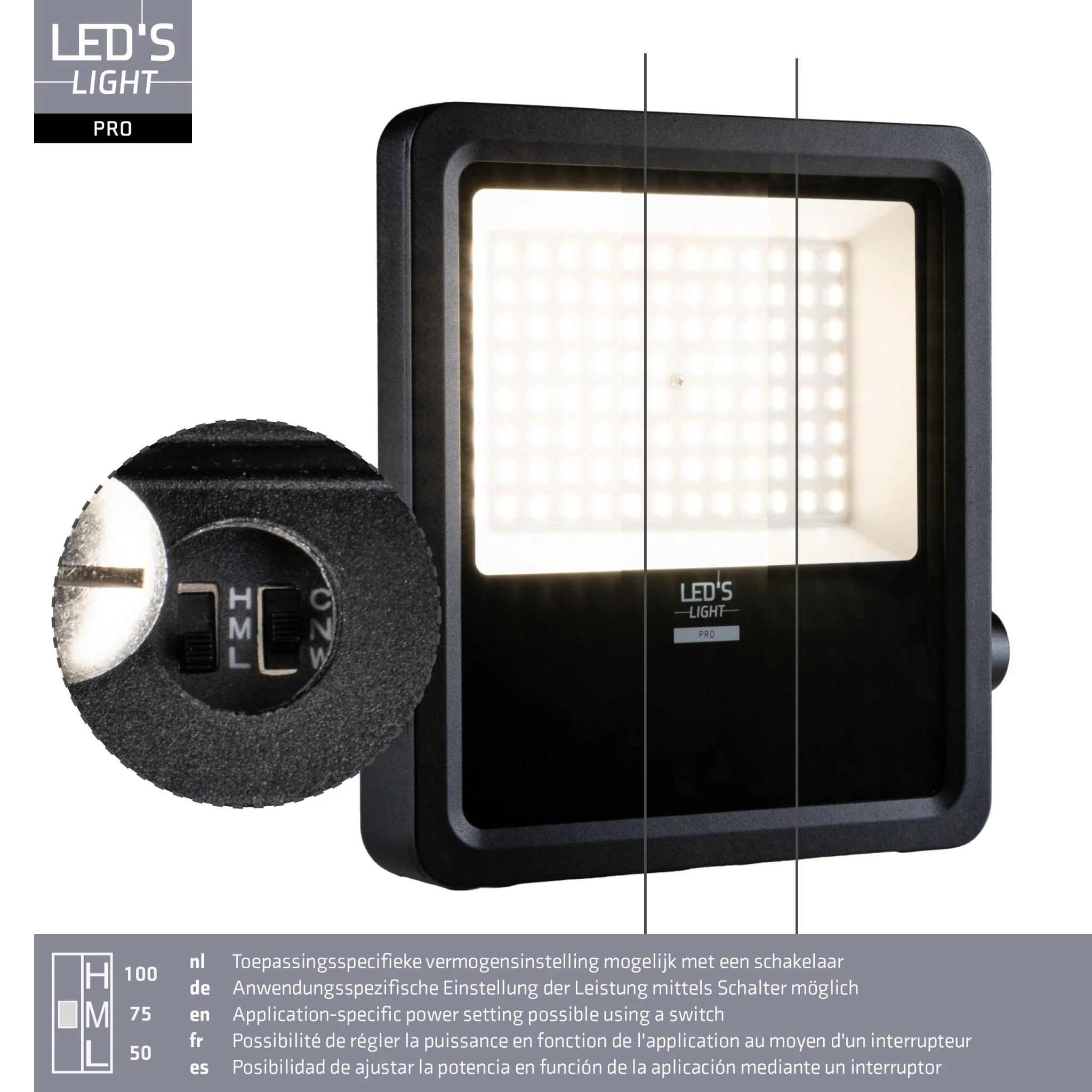 LED's Light Pro Premium Floodlight 12750lm - CCT schakelbaar - Powerselect - 6 lichtstanden - Water en roestbestendig - 100W - Image 5