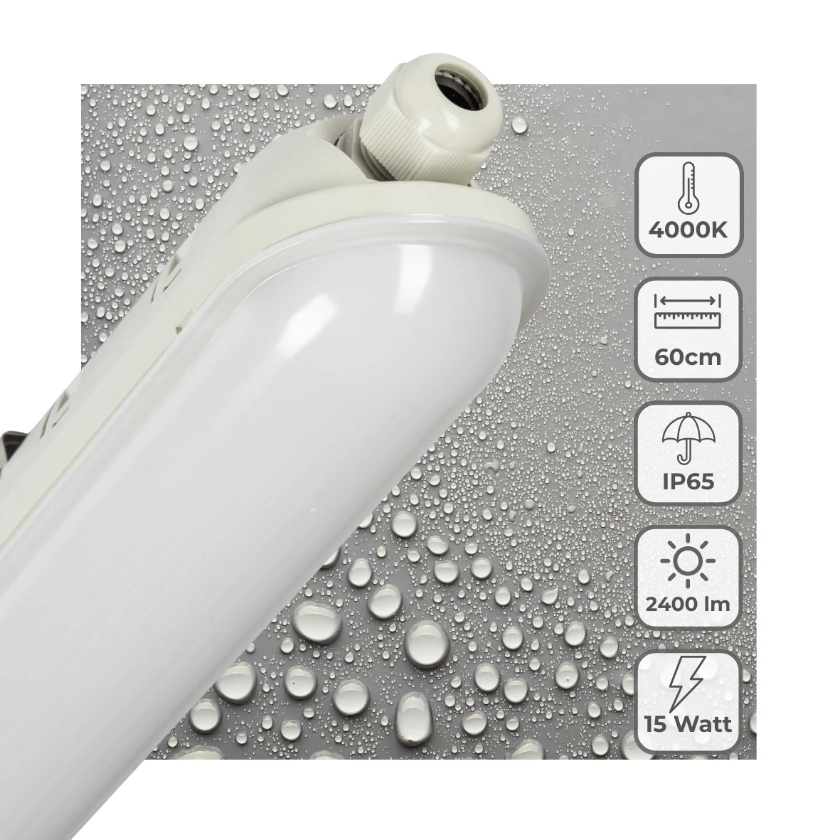 LED's Light Pro TL armatuur compleet 60 cm - Koppelbaar - IP65 Waterdicht - 2400 lm - 15W - 160lm/w - Image 3
