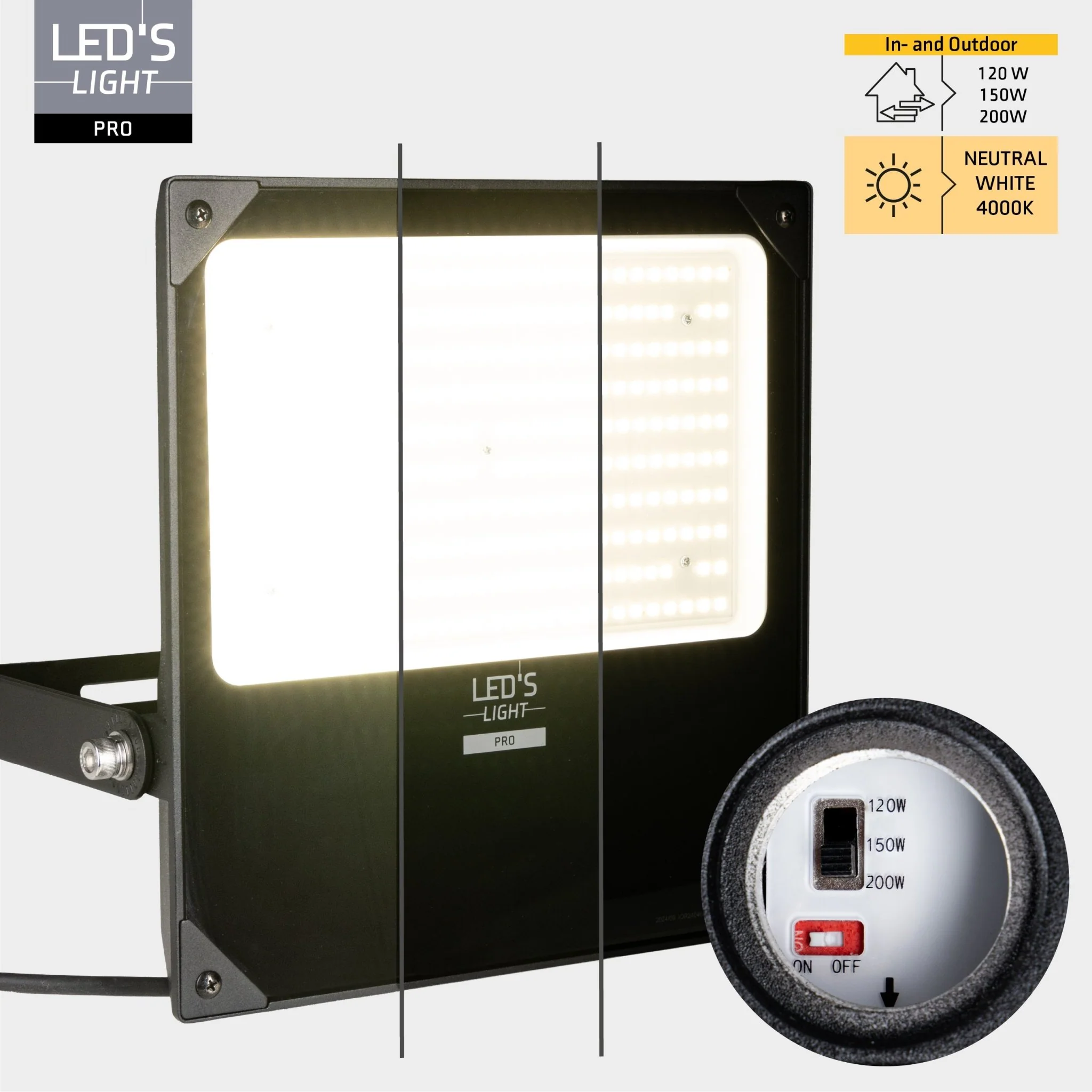LED's Light Professionele LED Floodlight 37000 - 3 lichtstanden - Waterdicht - 200 watt - daglichtsensor - Image 10