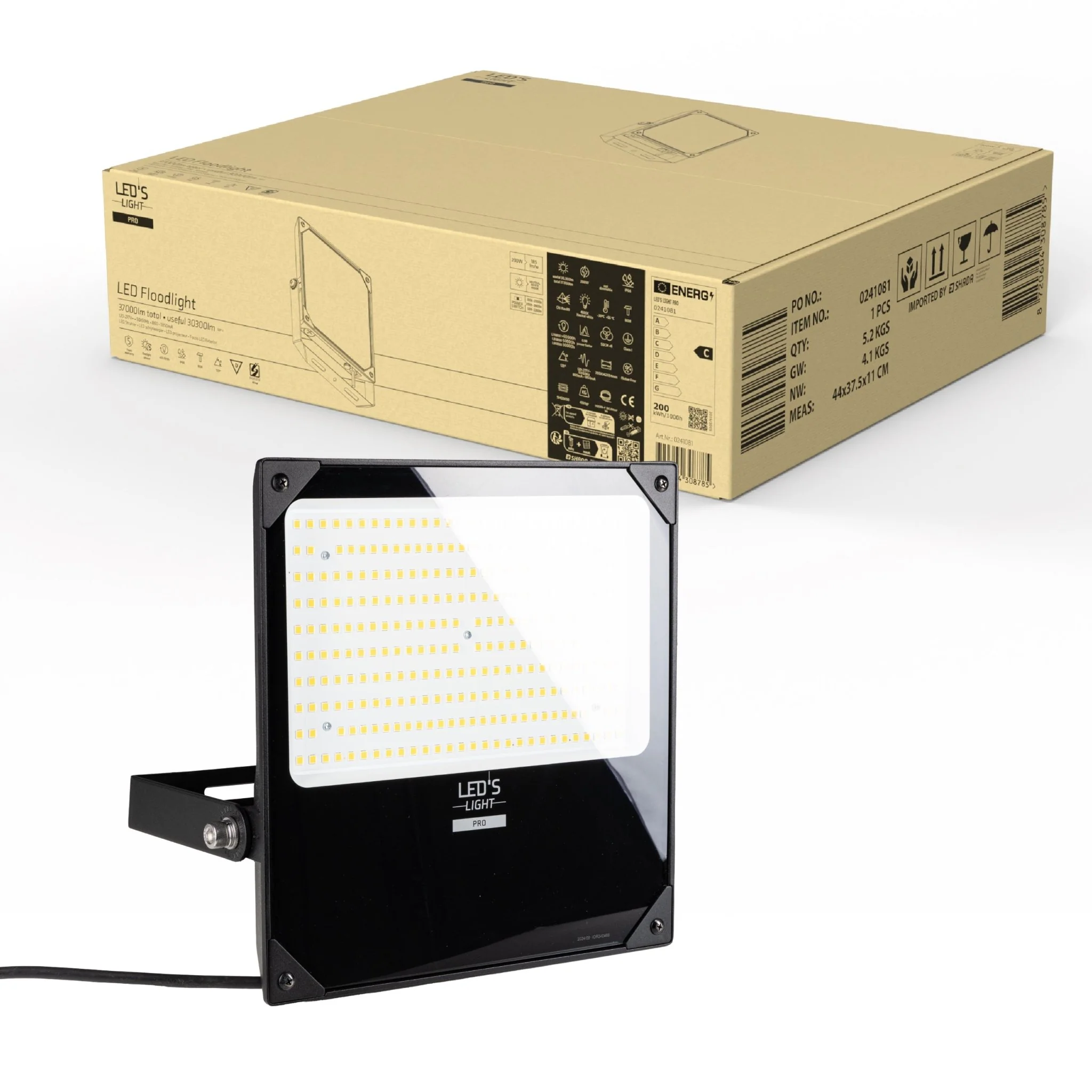 LED's Light Professionele LED Floodlight 37000 - 3 lichtstanden - Waterdicht - 200 watt - daglichtsensor - Image 4
