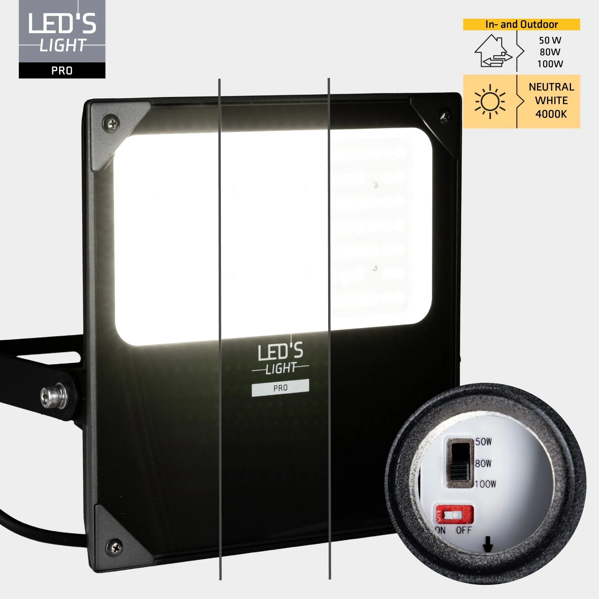 LED's Light pro Professionele LED Schijnwerper 18500 - 3 lichtstanden - Waterdicht - 100 watt - Daglichtsensor - Image 10