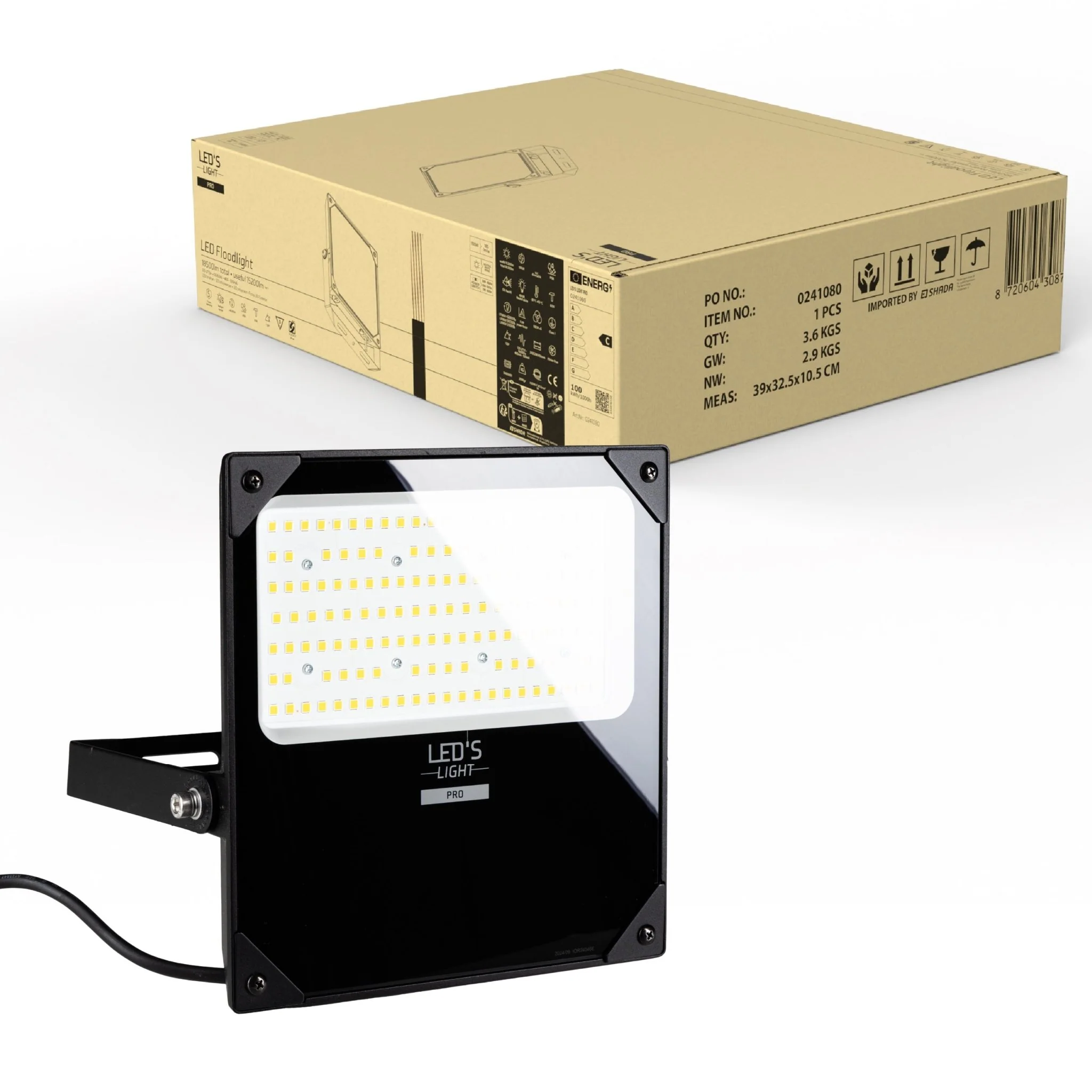 LED's Light pro Professionele LED Schijnwerper 18500 - 3 lichtstanden - Waterdicht - 100 watt - Daglichtsensor - Image 4