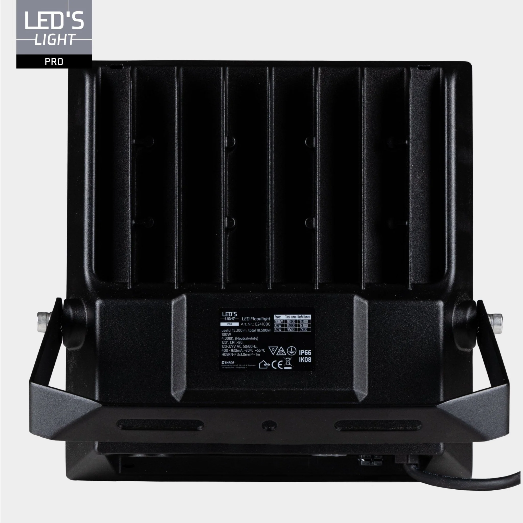 LED's Light pro Professionele LED Schijnwerper 18500 - 3 lichtstanden - Waterdicht - 100 watt - Daglichtsensor - Image 6