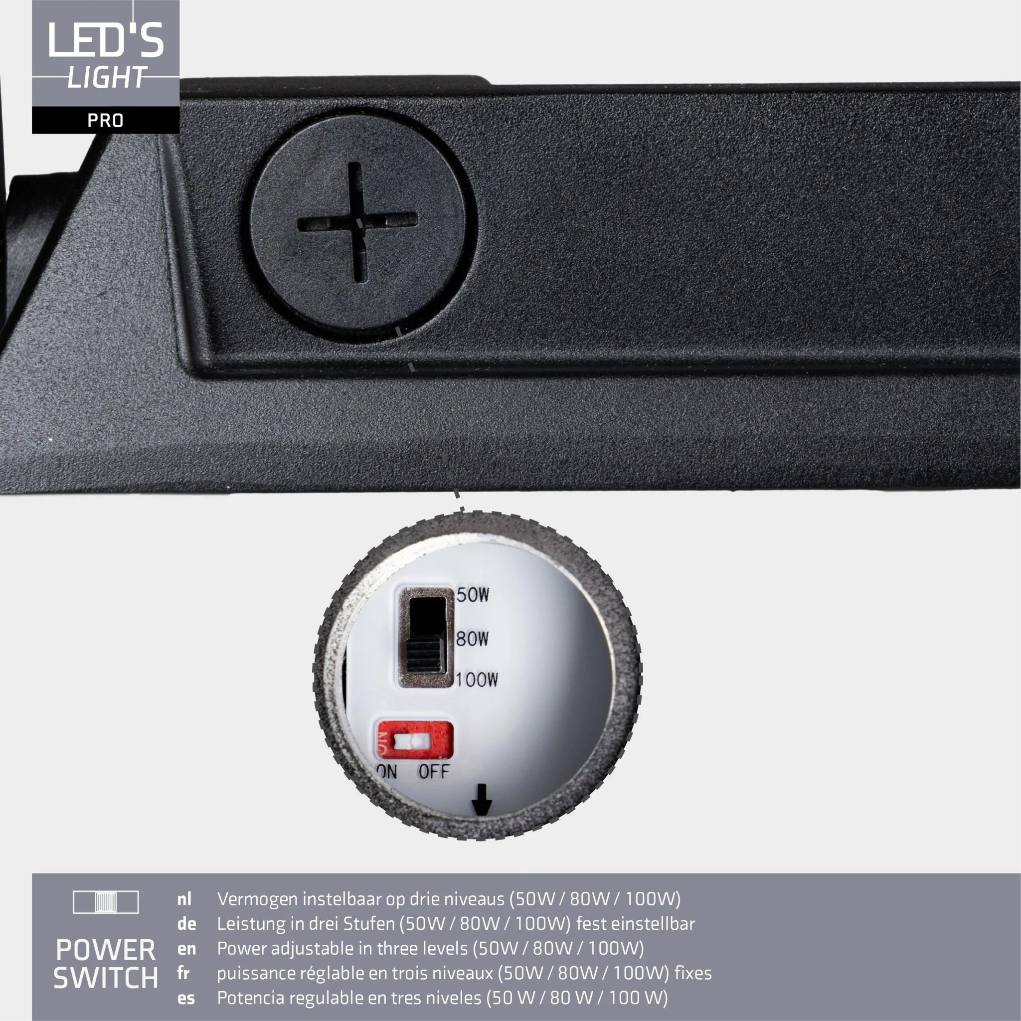 LED's Light pro Professionele LED Schijnwerper 18500 - 3 lichtstanden - Waterdicht - 100 watt - Daglichtsensor - Image 8