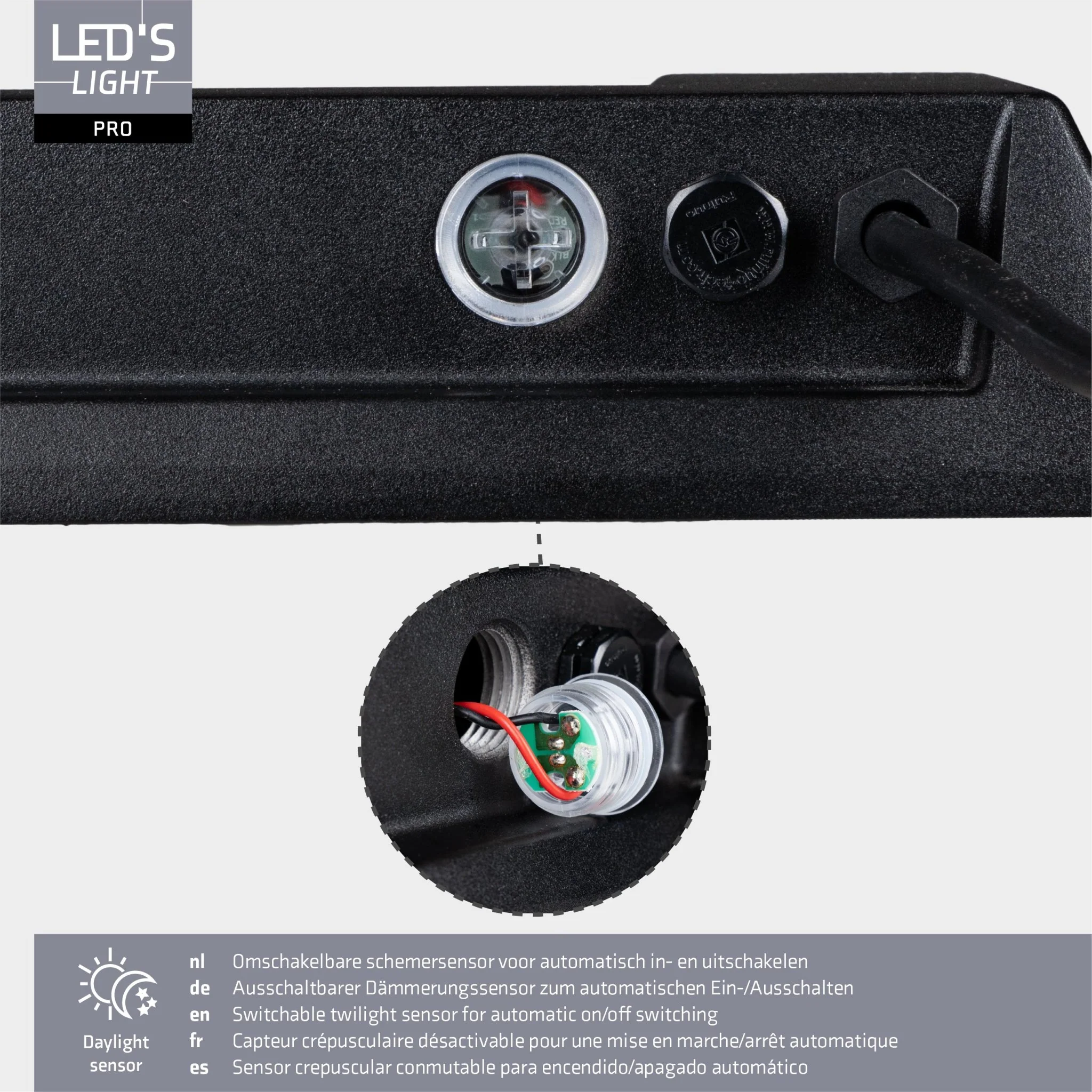 LED's Light pro Professionele LED Schijnwerper 18500 - 3 lichtstanden - Waterdicht - 100 watt - Daglichtsensor - Image 9