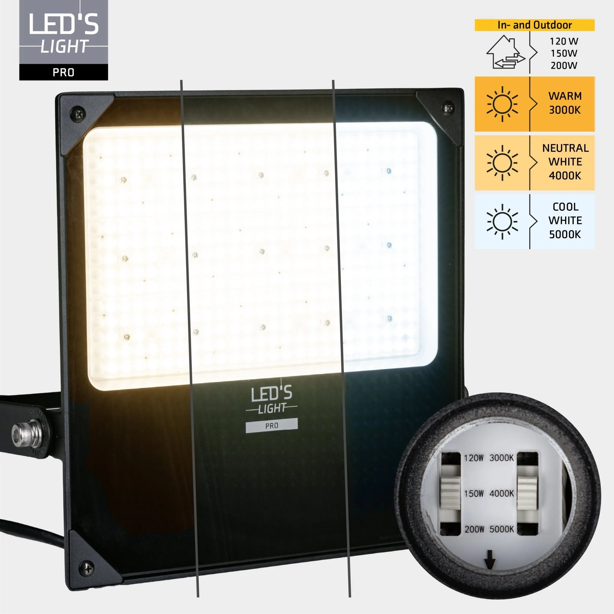 LED's Light pro Professionele LED Schijnwerper 28000 - CCT - Powerselect - 3 lichtstanden - Waterdicht - 200W - Image 4