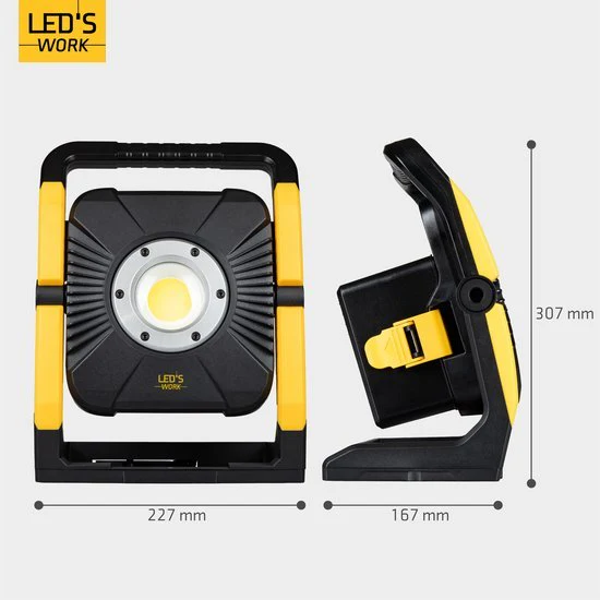LED's Work 18V Acculamp Werklamp - Incl Adapters - LED Werklamp 5000lm – Klasse 3 • IP54 • IK08 • Dimbaar • Compatibel met Makita, Bosch, DeWalt & Metabo - Image 10