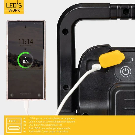 LED's Work 18V Acculamp Werklamp - Incl Adapters - LED Werklamp 5000lm – Klasse 3 • IP54 • IK08 • Dimbaar • Compatibel met Makita, Bosch, DeWalt & Metabo - Image 6