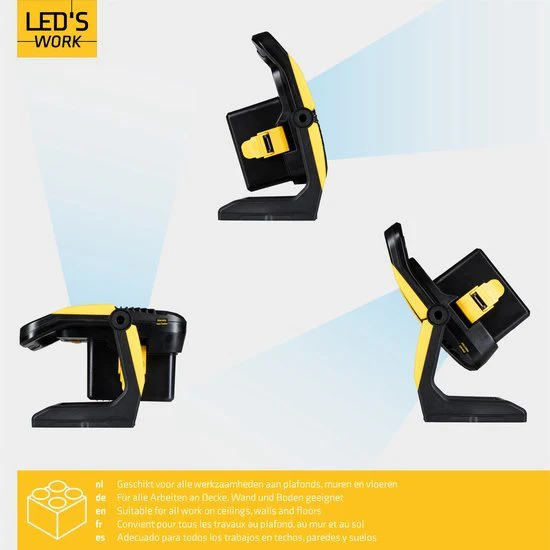 LED's Work 18V Acculamp Werklamp - Incl Adapters - LED Werklamp 5000lm – Klasse 3 • IP54 • IK08 • Dimbaar • Compatibel met Makita, Bosch, DeWalt & Metabo - Image 8