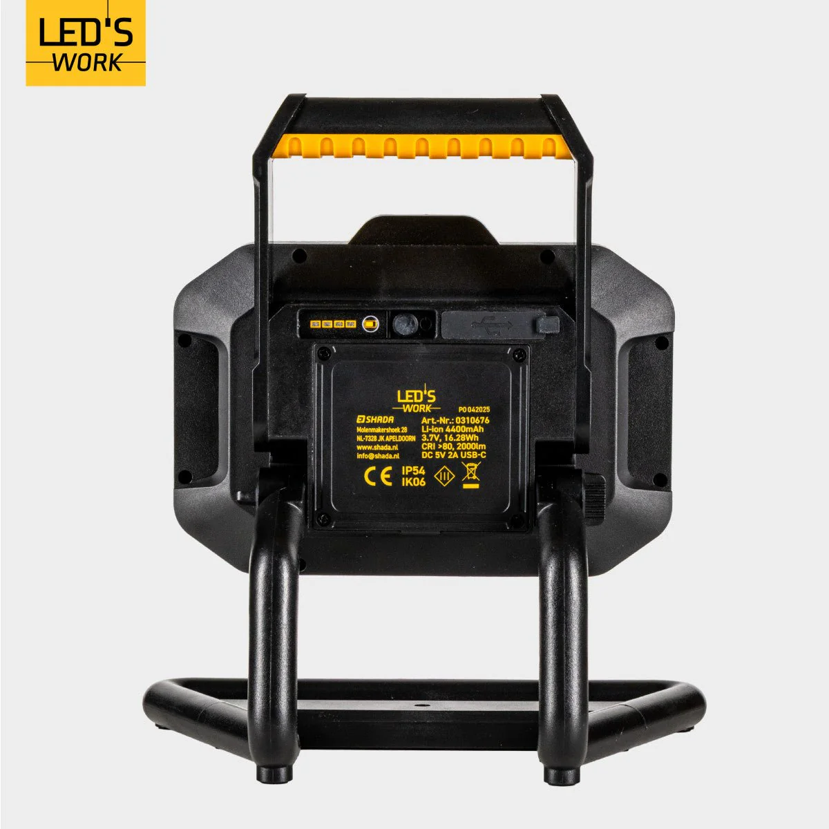 LED's Work LED oplaadbare Bouwlamp 20W 2000lm - Werkt draadloos op accu - Stof- en waterdicht - Inklapbaar - Image 10
